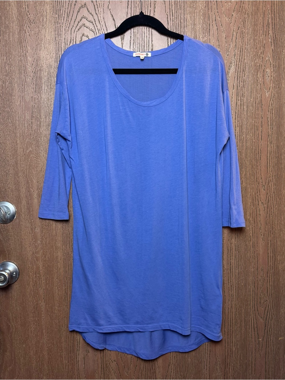 Sundry Lightweight Scoop Neck Tunic in Periwinkle Blue